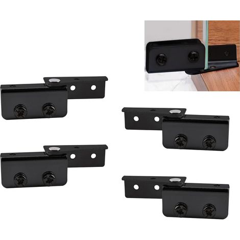 4 bisagras ajustables para puertas de cristal sin marco - Kit de repuesto para puertas de cristal de menos de 5 mm de grosor (Negro) (1/3)