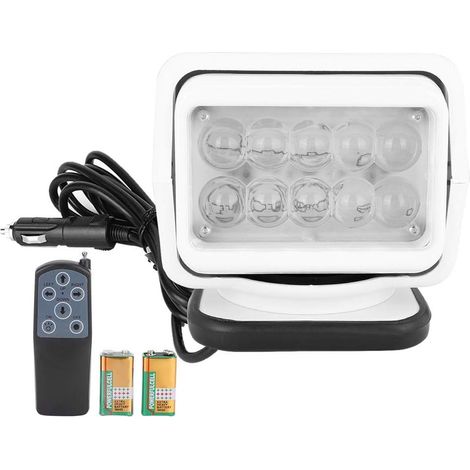 Projecteur LED, projecteur de voiture télécommandé 12V 50W, projecteur de travail rotatif à 360 degrés étanche IP56, éclairage longue portée avec base magnétique pour camions, navires, excavatrices (1/5)
