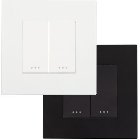 Interrupteur Double Bouton-Poussoir avec Cadre PC Modern Blanc