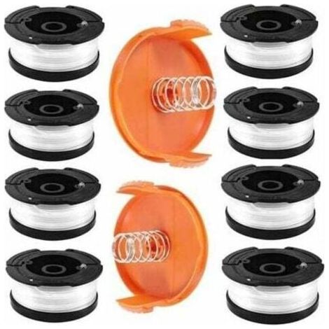 PA Trimmerfadenspule für Black & Decker Trimmer, 8 Trimmerfadenspulen mit 2 Spulenkappen und 2 Federn, Spulen A6481 A6485 kompatibel mit Black & Decker (1/4)