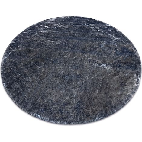 Tappeto da lavaggio moderno LAPIN shaggy, circle antisdrucciolevole avorio / nero black rotondo 100 cm