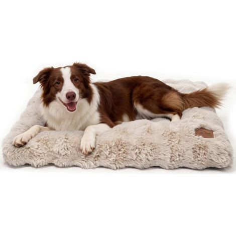 Panier Chien Grande Taille: 90x60x10cm Coussin Chien Déhoussable et Lavable en Machine, Tapis Matelas Lit Imperméable, Tissu Peluche Doux, Beige (1/5)