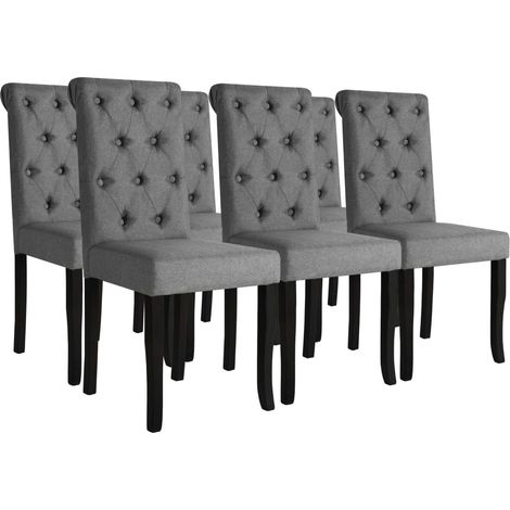 Lot de 6 Chaises Chaises de salle à manger Chaise de cuisine Gris foncé Tissu 16336 (1/5)
