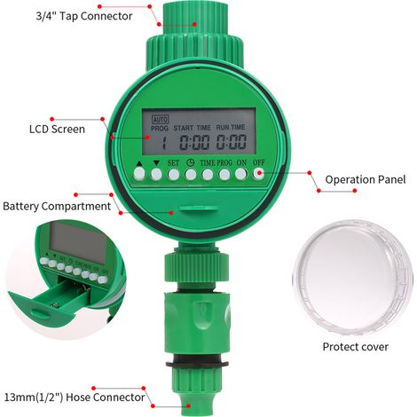 Minuteur d'arrosage programmable pour robinet de jardin, analogique, électronique ou numérique, étanche, compatible avec robinets 3/4" et 1/2", kit d'irrigation automatique.