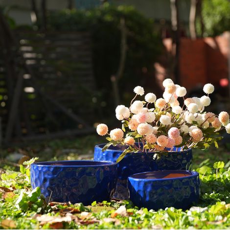 Set di 3 vasi da fiori in ceramica blu antico, Ø 38,1/30,5/25,4 cm DESVIAE (1/5)