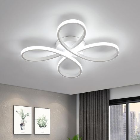 Plafonnier LED 40W, Lustre de Plafond Fleur Moderne, 6500K Blanc Froid, Lampe Suspendue pour Chambre, Séjour, Cuisine, (Blanc, 40 cm) (1/5)