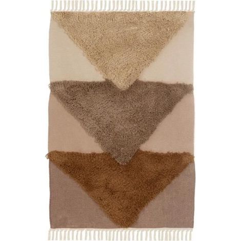 Tapis - JUANIO - Avec pompons - Rectangulaire 180 x 120 cm - Beige - 50% coton/50% polyester (1/3)