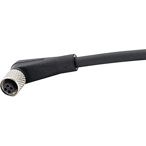 STEX24 M5 Sensorleitung PUR 3-polig Buchse gewinkelt schleppkettenfähig A-Kodierung, Länge 2,0 Meter tiefschwarz RAL 9005, Kabel Außendurchmesser 3,0mm - 1 Stück