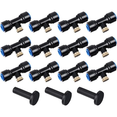 Irrigation Nozzles Kit 12pcs Brass Misting Nozzles + 12 Spray Seat, Outdoor Misting System, Atomization Sprinklers for Irrigation Watering Gardens, Blue (1/5)