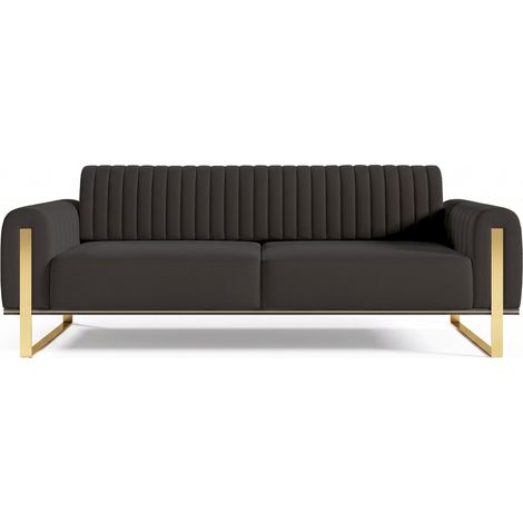 Selsey Parissa - Schlafsofa, Samt Schwarz goldene Füße, 228 cm (1/5)
