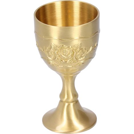 Verre à vin en métal, coupe en cuivre calice coupe calice gobelets vintage gobelet européen coupe à vin vintage en relief gobelet à vin rouge coupe gobelets en verre pour whisky, cocktail(Large Cup) (1/5)