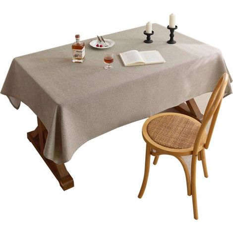 Nappe de protection lavable et antitache en lin 140x100cm polyester marron (1/5)