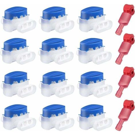 Lot de 12 connecteur de câble étanche 3 trous connecteurs de fils électriques sertis connecteur de tondeuse à gazon rempli de gel avec 4 bornes de connexion pour tondeuses à gazon robotiques Husqvarna