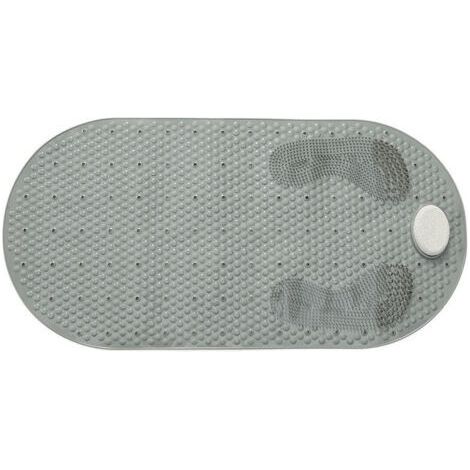 Tapis de Douche 40x80cm Tapis de Bain Antidérapant de Baignoire Tapis de Pied avec Pierre Ponce Amovible, avec Ventouses (Gris) (1/5)