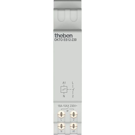 THEBEN 3120130 OKTO ES12-230 TÉLÉRUPTEUR ÉLECTRIQUE I 230 V I ÉLECTRONIQUE I RAIL DIN I 1 FERMETURE I LED JUSQU'À 600 W I CONTRÔ