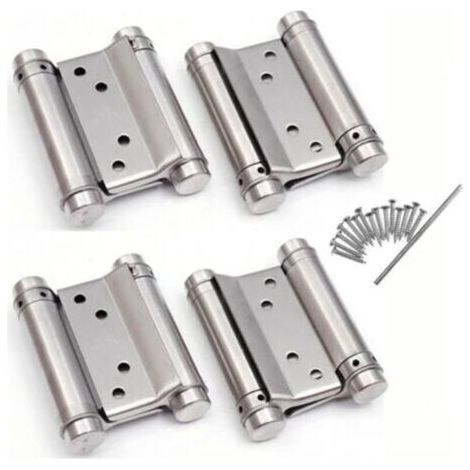 4 pcs charnière paumelle portes va-et-vient ressort double action acier inoxydable saloon western, 75 mm (Charge Jusqu'à 15kg)