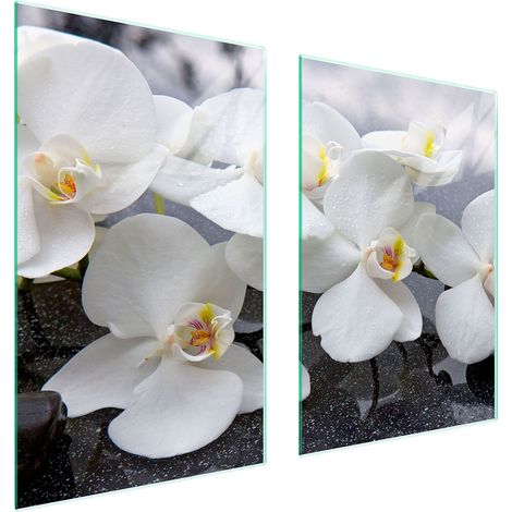 Assiette de protection en verre pour la cuisine 65x52 orchidée (1/5)