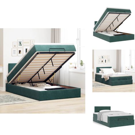 Lit ottoman avec matelas vert foncé 120x190 cm velours - Cadre De Lit Ottoman - Cadres De Lit Ottomans - Lit Ottoman - Lits Ottomans (1/5)