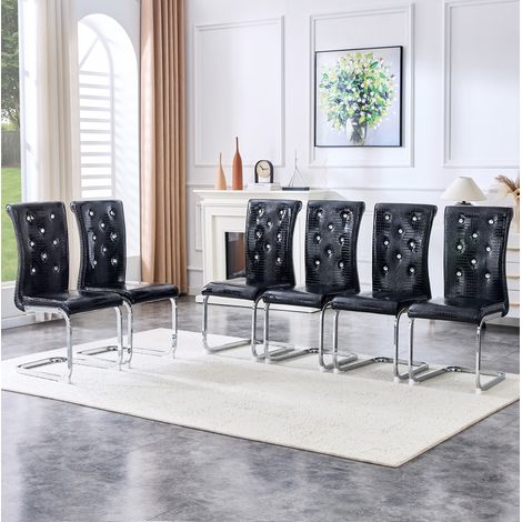 Sedia pranzo imbottita PVC nero metallo cromato OKMYHOME (1/5)
