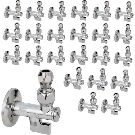 Rubinetto di arresto valvola sottolavabo ottone cromato a leva con filtro snodato 1/2-3/8-10 mm (quantita) pezzi 24 - confezione 1
