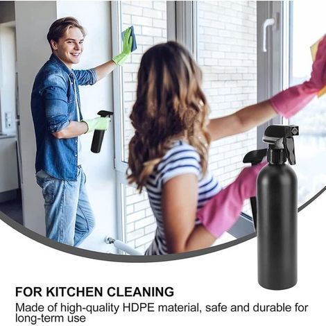 Lot de 2 flacons pulvérisateurs rechargeables 500 ml, bouteilles avec tête de pulvérisation verrouillable, pour plantes, jardinage et coiffure, noir mat