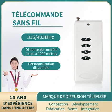 Télécommande sans fil 433 MHz 4 touches pour alarme et motorisation 4 433mhz 8,5 × 3,5 × 1,5 cm 80 g – Livraison gratuite (1/5)