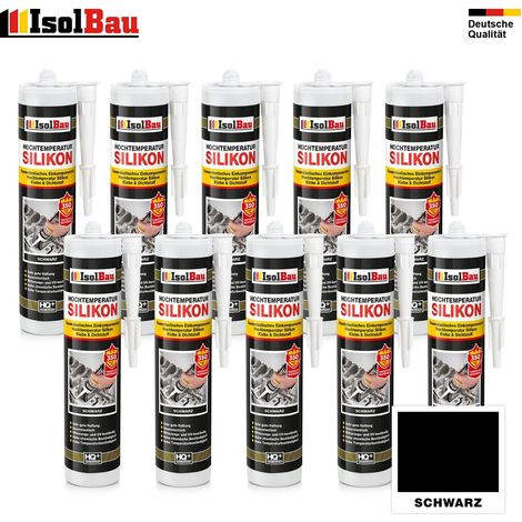 IsolBau Hochtemperatursilikon 350 °C Schwarz Hochtemperatursilikon 10 x 300 ml (1/5)