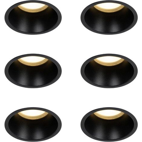 QAZQA Dept spot encastrable - set de 6 - 10,5x10,5x10,4cm - dimmable - IP44 - noir mat (1/5)