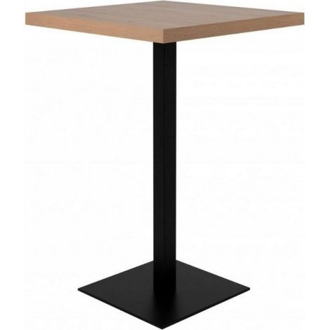 Tavolo Quadrato 70x70 Alto da Bar per Sgabelli in Legno Rovere e Metallo Nero (1/3)