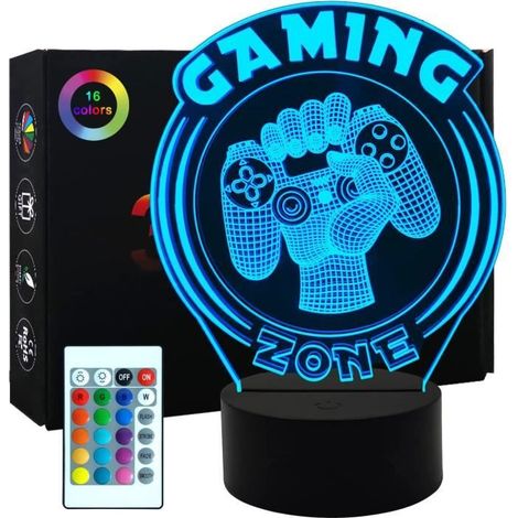 Lampe 3D - Gamer - Télécommande - 16 Couleurs - Décoration Intérieure (1/4)
