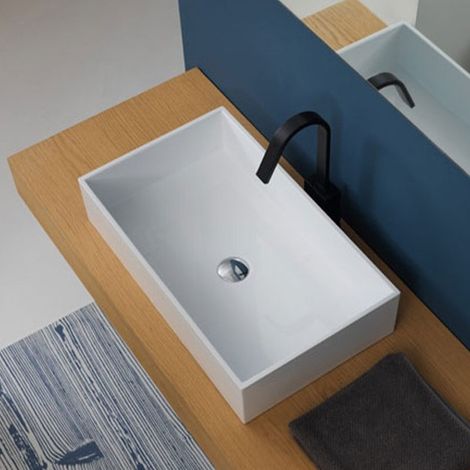 Lavabo BO x da Appoggio Squadrato in Cristallo da 60 cm - Tecnologia Crystal Tech (1/5)