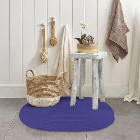 TAM TAM - Tapis en coton réversible effet cordage bleu corse 50x80 (1/3)