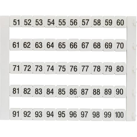 Mt551100 - Plaquette De 50 Repères De Marquage Numérotés 51 à 100 Pour Bloc De Jonction - Imo