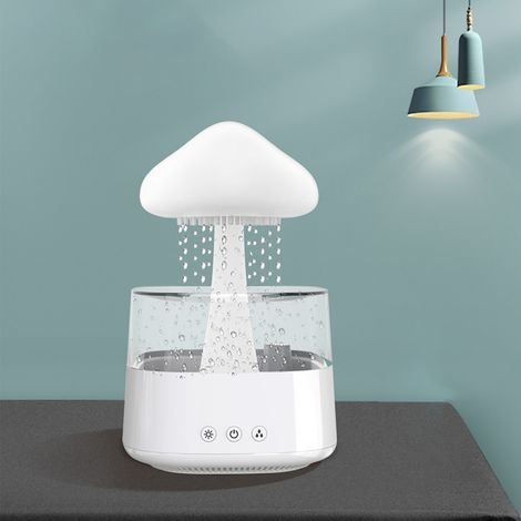 Humidificador portátil con función de nube de aroma – Diseño creativo con 7 LED y mando a distancia, ideal para el hogar, la oficina o los viajes (Blanco o Marrón, 26 x 16 x 16 cm) (1/5)