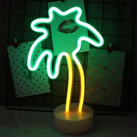 Palmier lumineux LED néon, alimentation par batterie/USB, décoration chambre fille, lampe coco ambiance tropicale (1/5)