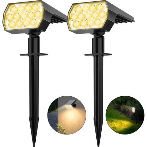 Projecteur solaire de Noël - Idéal pour les jardins, allées, cours, piscines, terrasses, etc. - Lot de 2, lumière chaude (1/4)