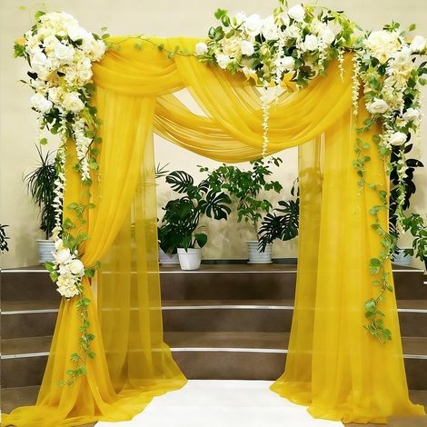 Rideau en Tulle Jaune, 5m x160cm Arche Tenture Mariage (1/5)