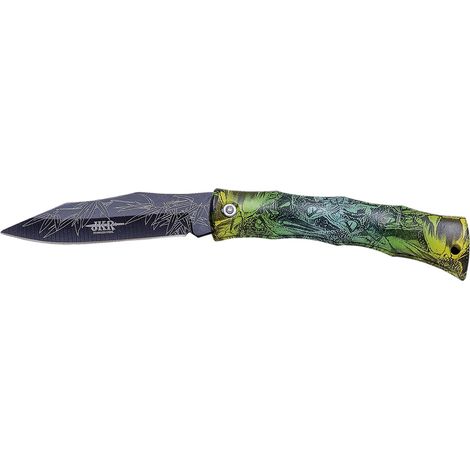 Couteau de poche JKR, lame en acier inoxydable bleuie 8 cm, manche ABS décoré, lame bleuie 8 cm, JKR625
