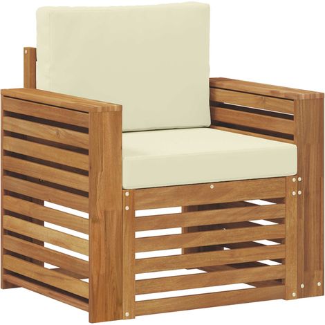 Sofá de exterior Madera de Acacia Sólida y Poliéster Natural vidaXL (1/5)