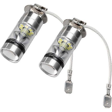 Lot de 2 ampoules LED H3 6000K 100W 20-SMD haute puissance pour feux de brouillard, feux de jour et feux antibrouillard HID (1/5)