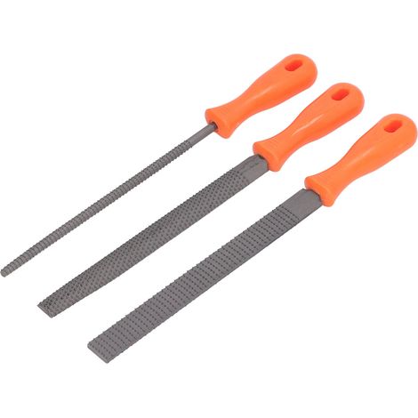 Ensemble de 3 limes à bois en acier allié, outils de limage ronds, plats et demi-ronds pour le travail du bois (1/5)