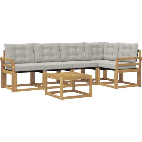 Outdoor Sofa Set with Cushion 6 pcs White and Light Grey vidaXL