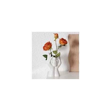 Vase en céramique représentant un visage féminin, style nordique minimaliste et moderne, pot en forme de buste - 18cm