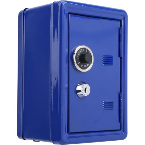 Mini étui à clés pour enfants, coffre-fort factice en métal, cadeau innovant, fournitures bleues (1/5)