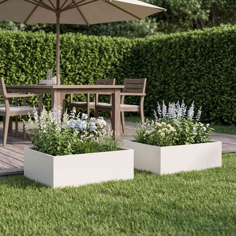 vidaXL Macetero de Jardín 2 uds. Blanco 40 x 40 x 20 cm (1/5)