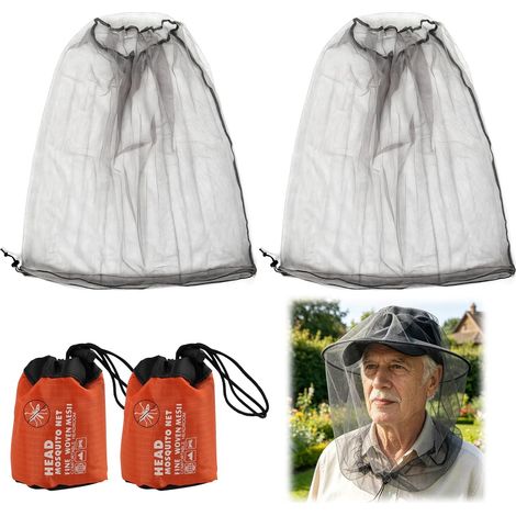 2 Pièces Filet Anti Moustiques pour Tête avec Chapeau, Filet de Protection Contre Les Insectes pour Jardin, Camping, Pêche, Randonnée, Chapeau d'Apiculteur,Respirant (1/5)