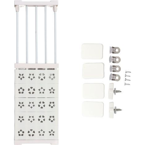 tagère de tension de placard extensible blanche sans perceuse, séparateur d'organisateur d'étagère de tension de garde-robe télescopique 24 cm de largeur 50 à 80 cm / 19,7 à 31,5 pouces de long (1/5)