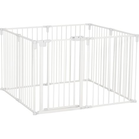 Recinto pieghevole per cani con porta, 8 pannelli, 60 x 76 cm, bianco, HOMVRA (1/5)