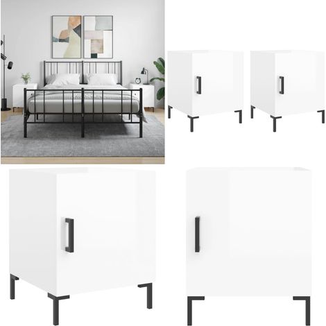 Nachttische 2 Stk. Hochglanz-Weiß 40x40x50 cm Holzwerkstoff - Nachttisch - Wohnzimmer - Beistelltisch - Holzwerkstoff - Weiß - Home & Living
