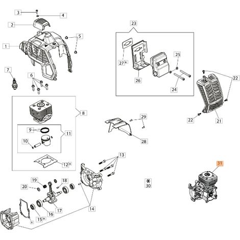 Short block ORIGINALE OLEOMAC decespugliatore potatore BCH250S -PPH250 61460103R